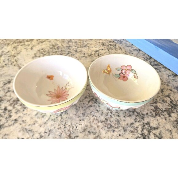 Anthropologie Latte Soup Icecream Bowls (Set Of 2) Handpainted EXCELLENT - Picture 6 of 9